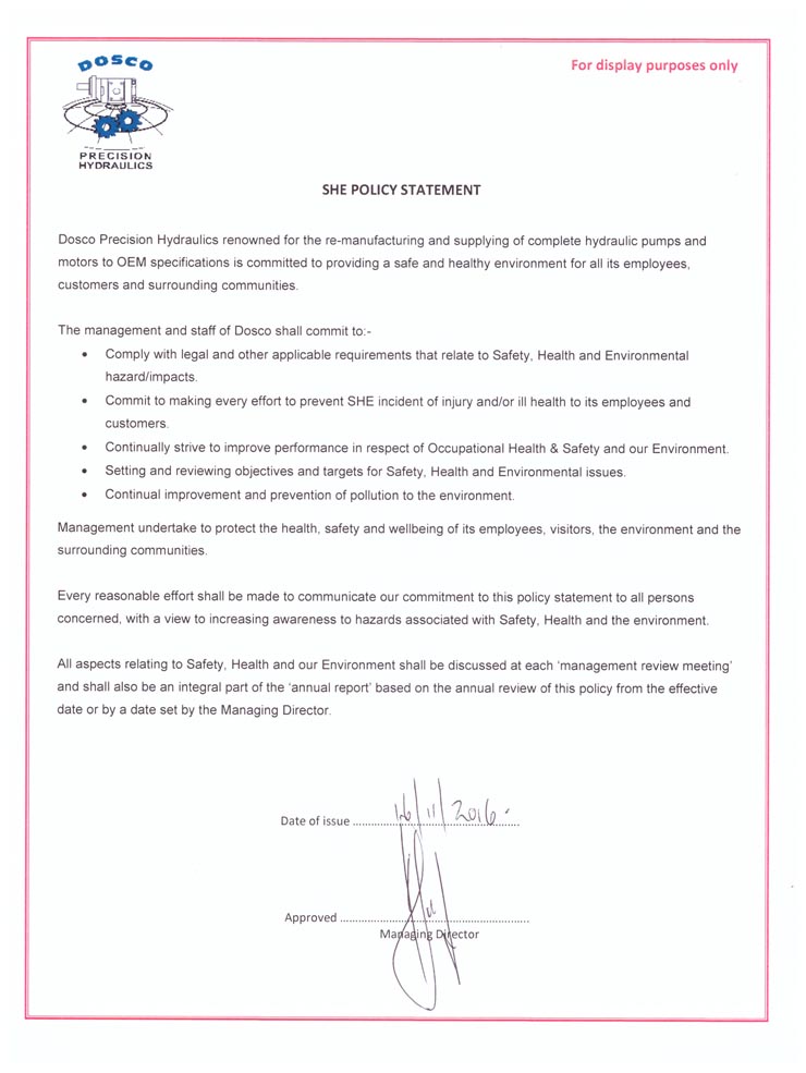 SHE Policy statement for website - 2017-09-08